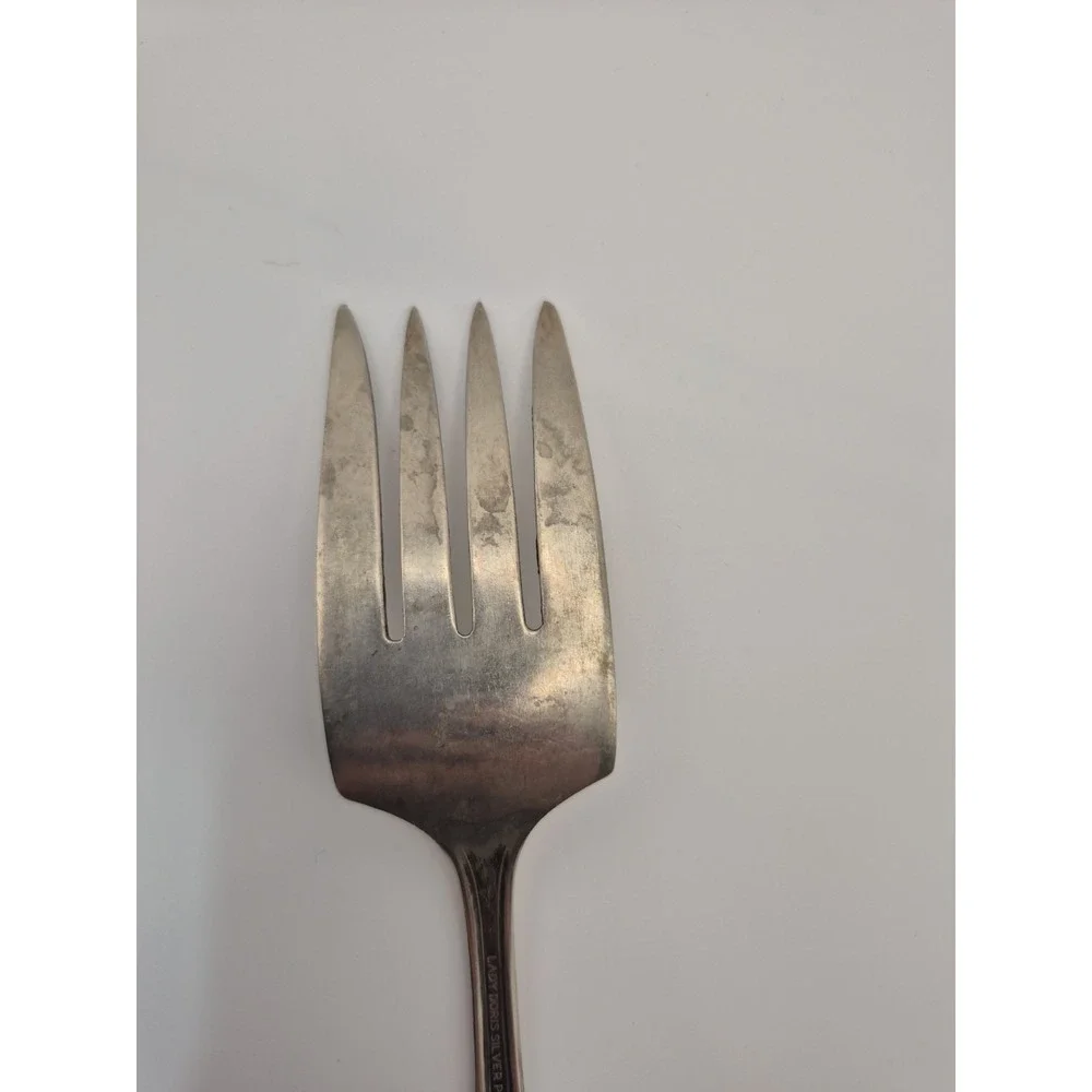 Lady Doris Serving Meat Fork Silverplate 1929 8.5 Inch Art Deco *See Pics*